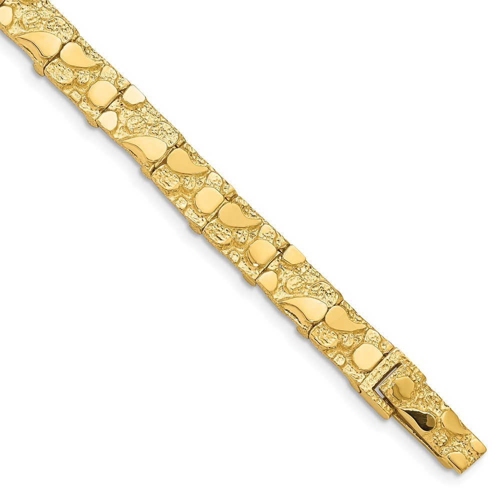 14k Yellow Gold Authentic Fine Jewelry Textured 7.00mm 7 inch Nugget Bracelet